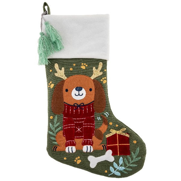 Stephen Joseph Embroidered Christmas Stocking | Dog