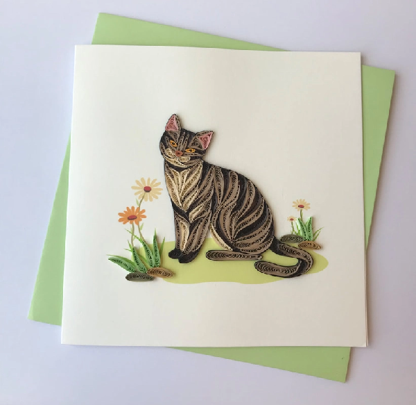 Cat Quilling Blank Art Card