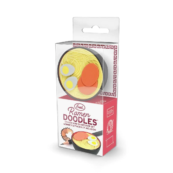 silly eraser and sharpner set in the shape of ramen and its bowl 