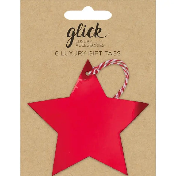 Foil Red Star Gift Tags Set