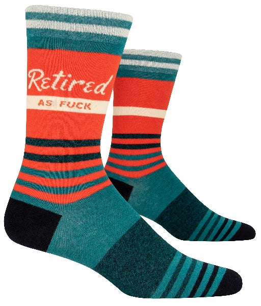 Blue Q Men's Crew Socks | Retired As Fuck