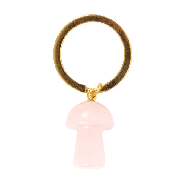 Gemstone Mushroom Keyring | Rose Quartz