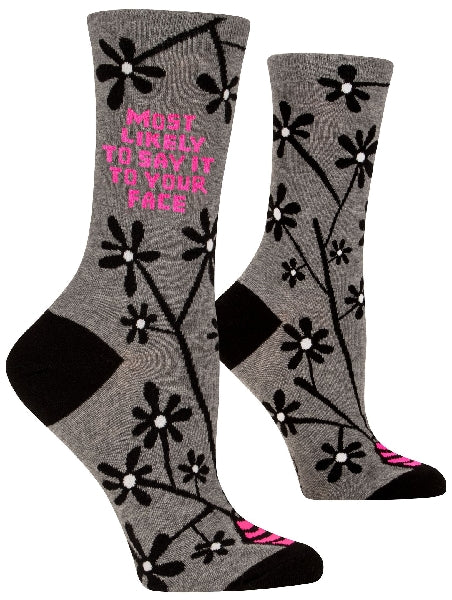Blue Q Women's Crew Socks | Say It To Your Face