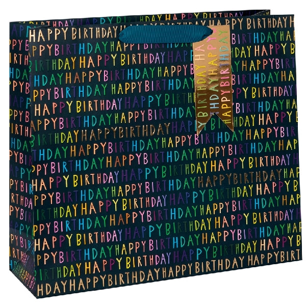 Large Happy Birthday Navy Gift Bag