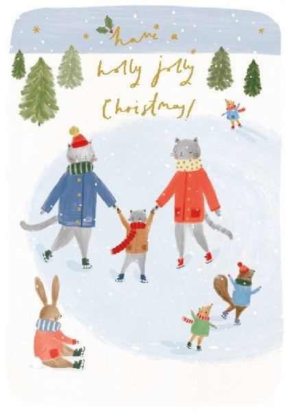 Holly Jolly Skaters Christmas Card