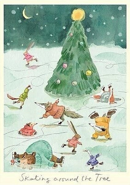 Skating Around The Tree Christmas Card