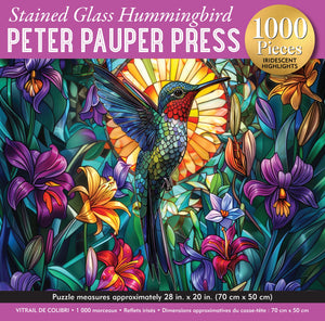 Pauper Puzzle 1000 Piece Puzzle | Stained Glass Hummingbird