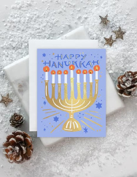Starry Menorah Hanukkah Card