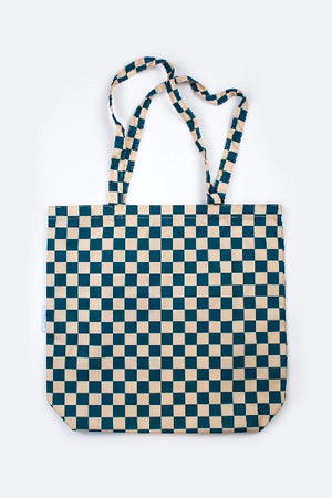Kind Bag Tote Bag | Teal Beige Checkboard