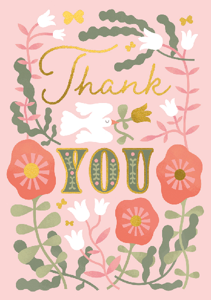 Floral Dove Thank You Card