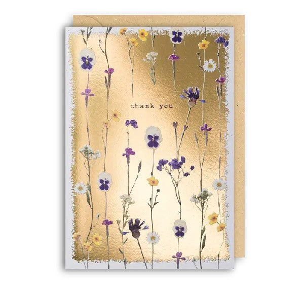 Gold Floral Thank You Card