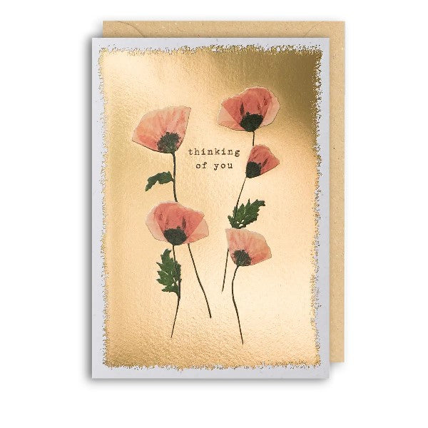 Gold Floral Thinking Of You Card
