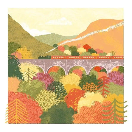 Train Through Forest Blank Art Card