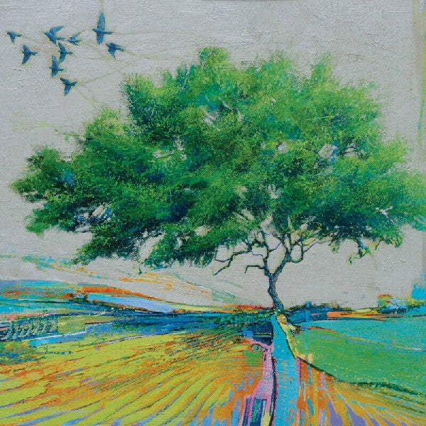 Nine Birds And A Single Tree Blank Art Card