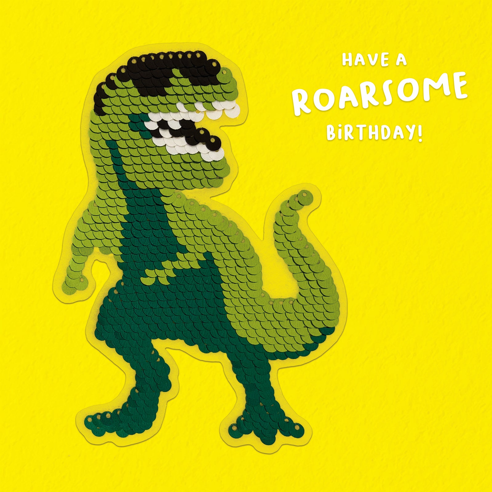 T Rex Birthday Card With Reusable Sequin Patch
