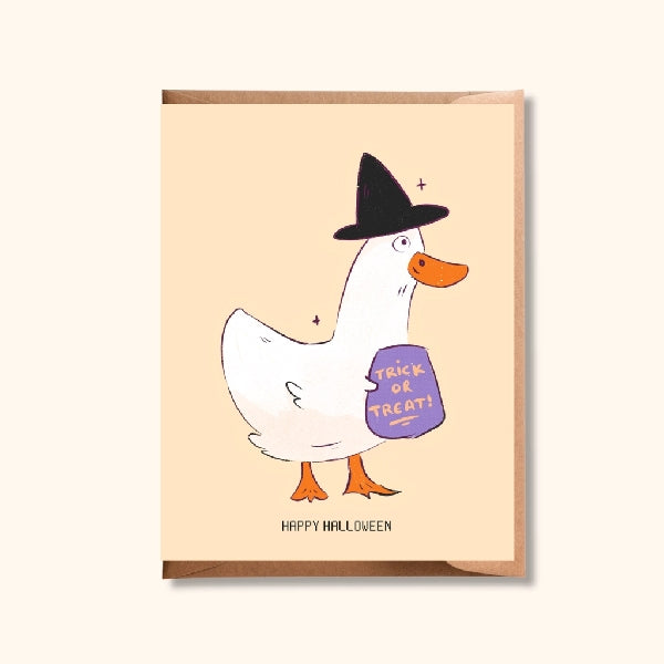Duck Witch Halloween Card