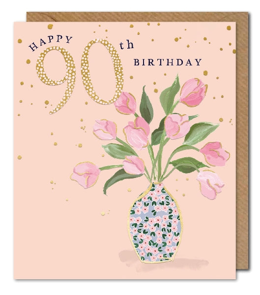 90th Tulips  Age Birthday Card
