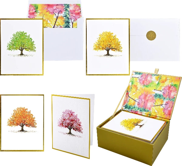 Premium Watercolour Trees Blank Notecards