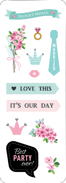 Wedding day cute stickers set in flat cartoon Vector Image Wedding day cute stickers set in flat cartoon Vector Image