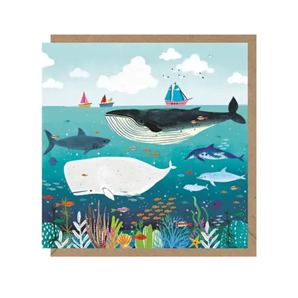 Whales Blank Art Card