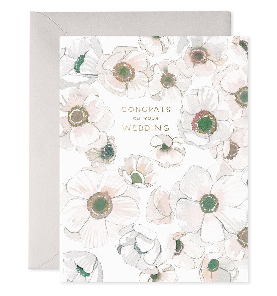 White Flowers Wedding Card