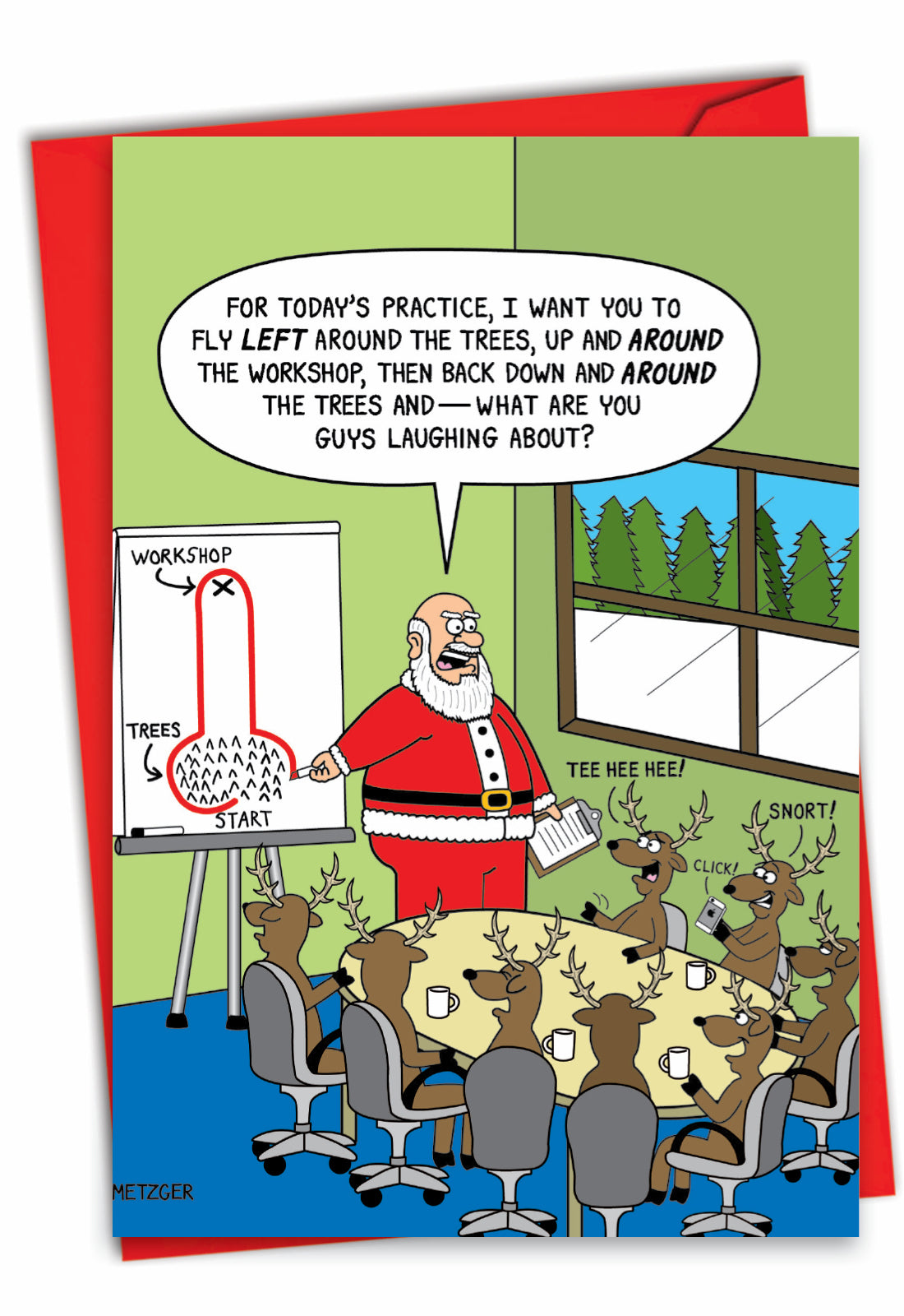 Workshop And Trees Christmas Card