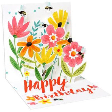 Bees and Flowers Pop Up Birthday Card