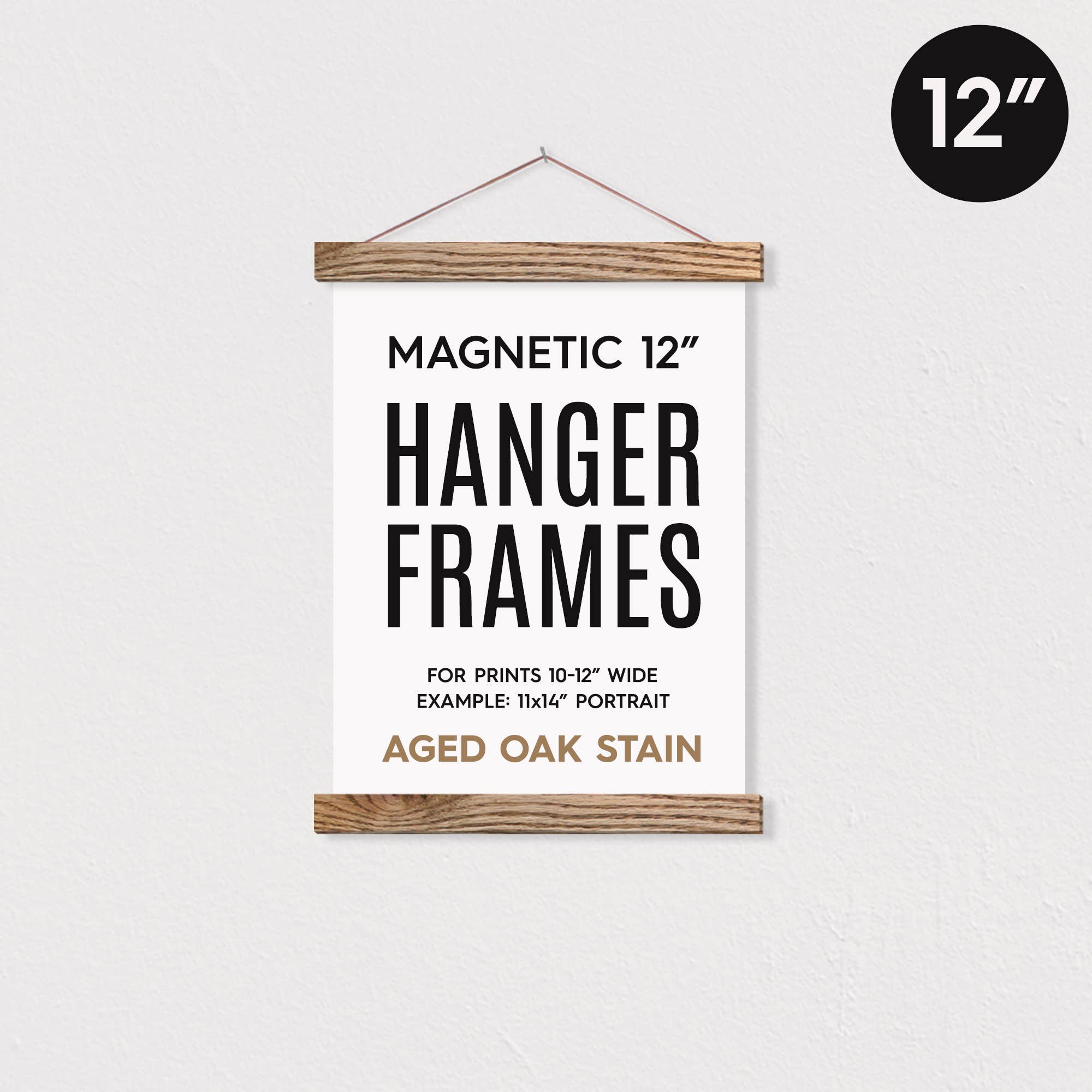 12" Aged Oak Stain Magnetic Wooden Frame