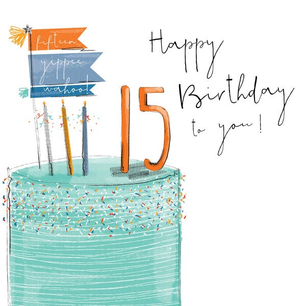 15 Blue Cake Birthday Card
