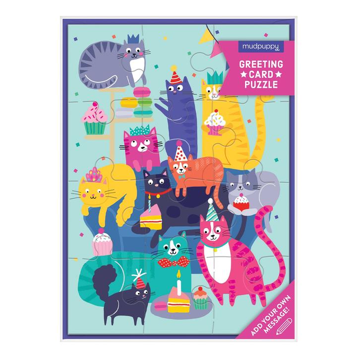 Cat Party Puzzle Card