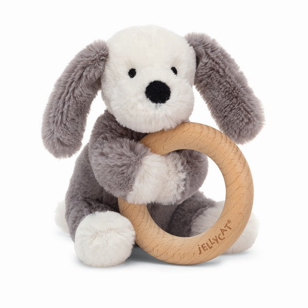 Smudge Puppy - Jellycat Wood Ring Toy