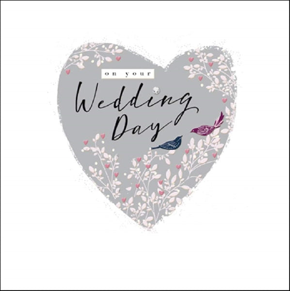 Silver Heart Wedding Card