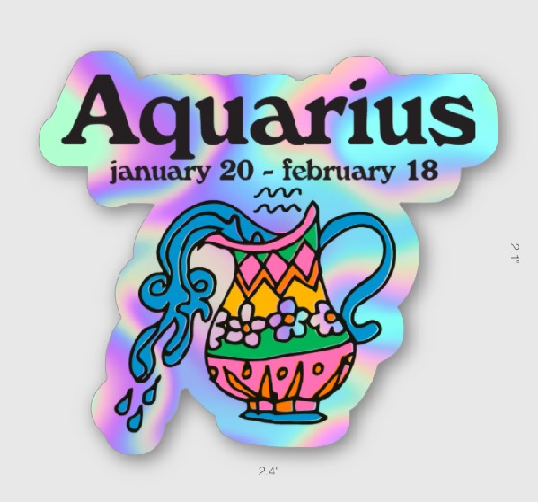 Ash & Chess Horoscope Sticker | Aquarius