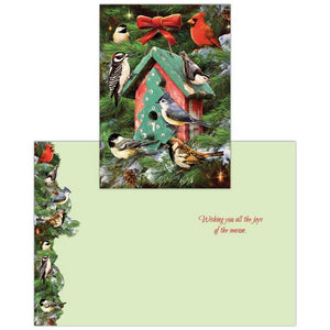 Birdhouse And Pines Boxed Christmas Cards