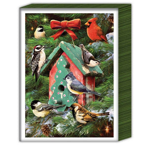 Birdhouse And Pines Boxed Christmas Cards