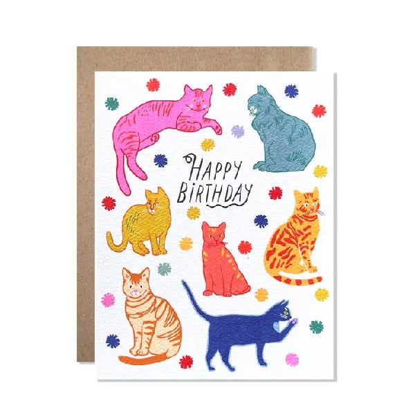 Colourful Cats Birthday Card