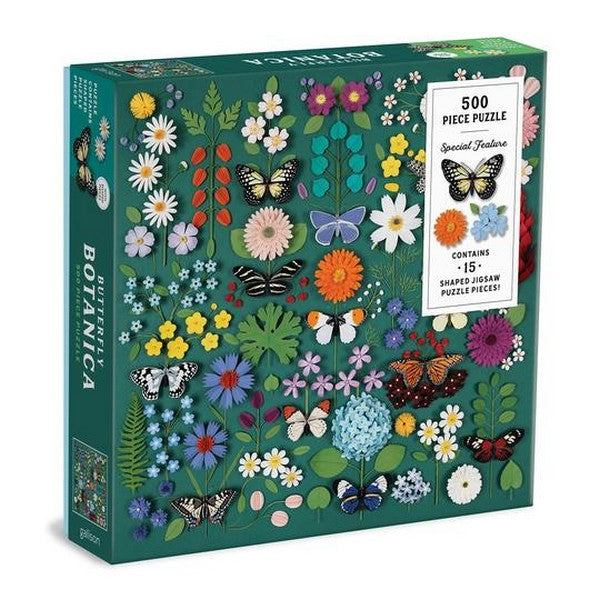 Galison 500 Piece Shaped Puzzle | Butterfly Botanica