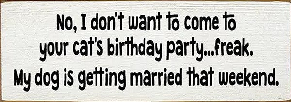 Cat's Birthday Wooden Sign (White)