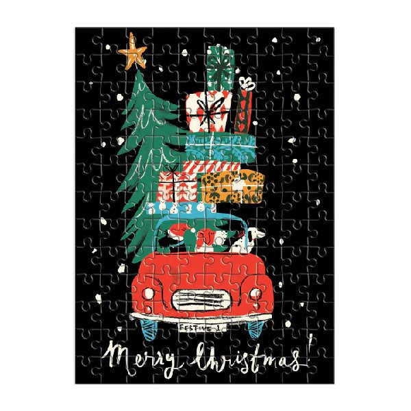 Galison 130 Piece Puzzle Ornament | Christmas Car