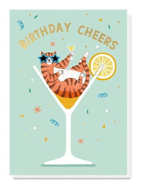 Cocktail Cat Birthday Card