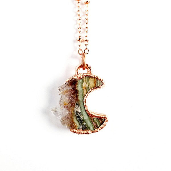 Petite Amethyst & Jasper Crescent Moon Necklace