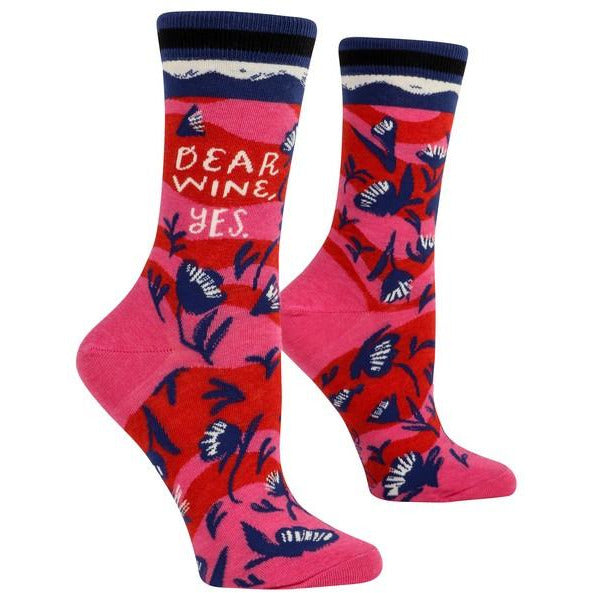 Blue Q Women's Crew Socks | Dear Wine, Yes