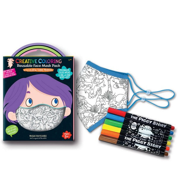 Children's Face Mask - Colour-In Dinos