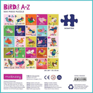Mudpuppy Puzzles Birds A-Z | 500 Pieces | The Gifted Type