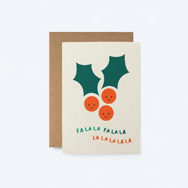 Fa La La Holly Christmas Card