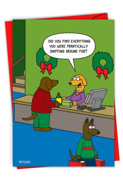 Frantically Sniffing Around Christmas Card