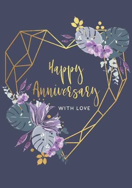 Geometric Heart Anniversary Card