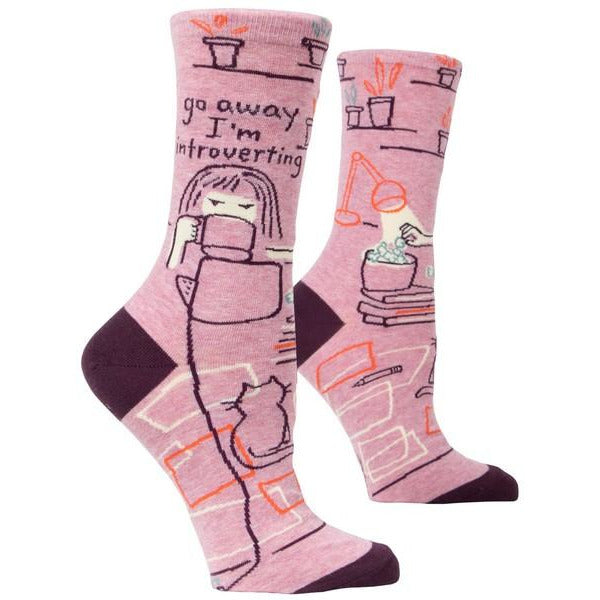 Blue Q Women's Crew Socks | Go  Away I'm Introverting