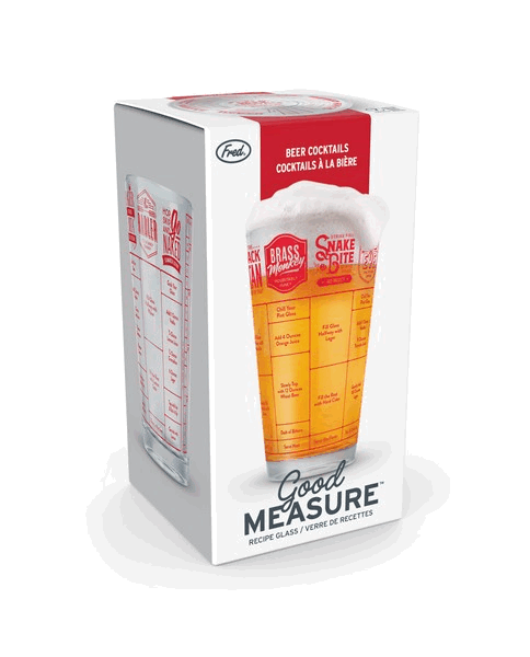 Fred & Friends Good Measure Cocktail Recipe Glass | Beer