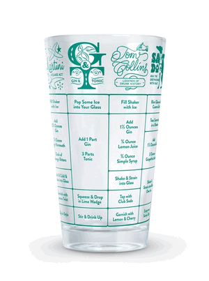 Fred & Friends Good Measure Cocktail Recipe Glass | Gin